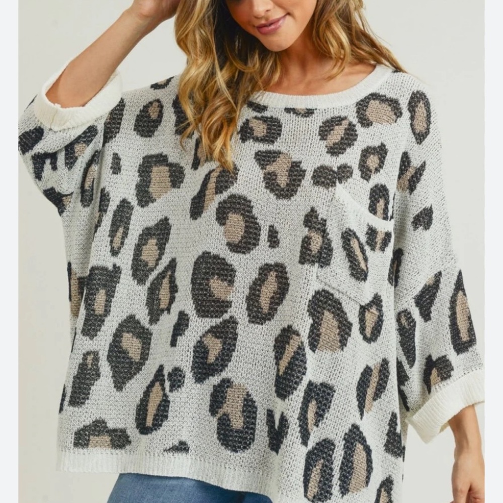 NWT Carole Christian leopard print knit top